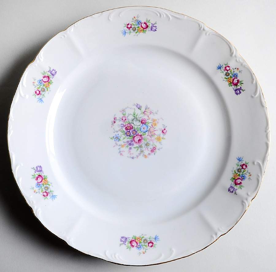 Bouquet (Small Floral, Scroll Edge) 12" Chop Plate (Round Platter) by Bohemia Ceramic Works-1