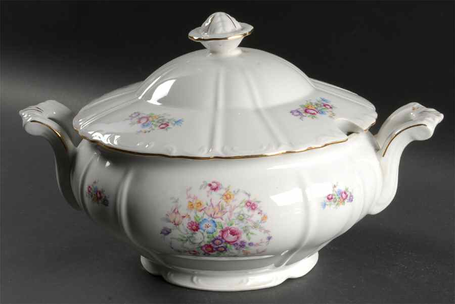 Bouquet (Small Floral, Scroll Edge) Tureen &  Lid by Bohemia Ceramic Works-1