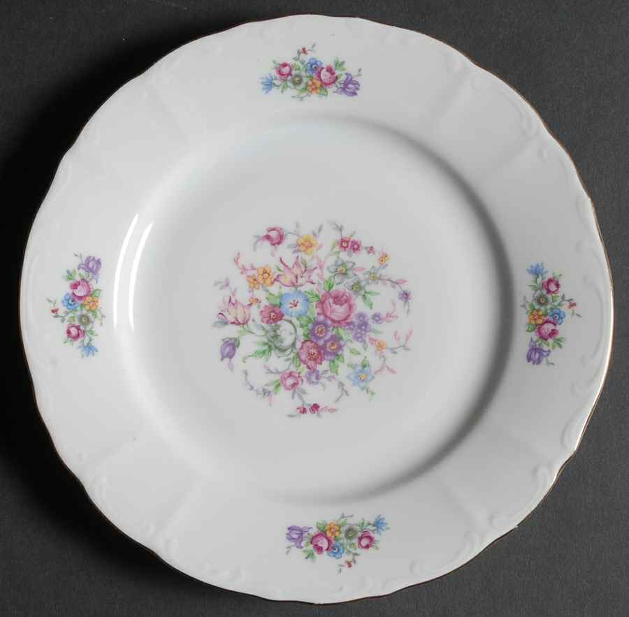 Bouquet (Small Floral, Scroll Edge) Bread & Butter Plate by Bohemia Ceramic Works-1