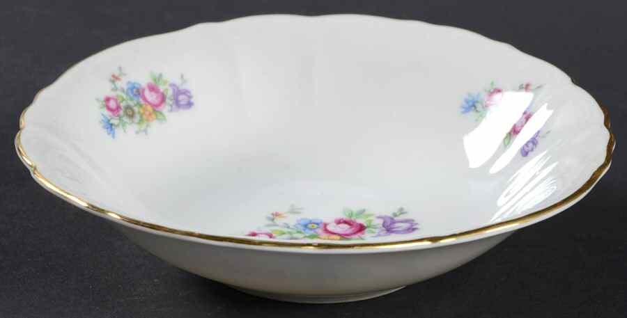 Bouquet (Small Floral, Scroll Edge) Fruit/Dessert (Sauce) Bowl by Bohemia Ceramic Works-1