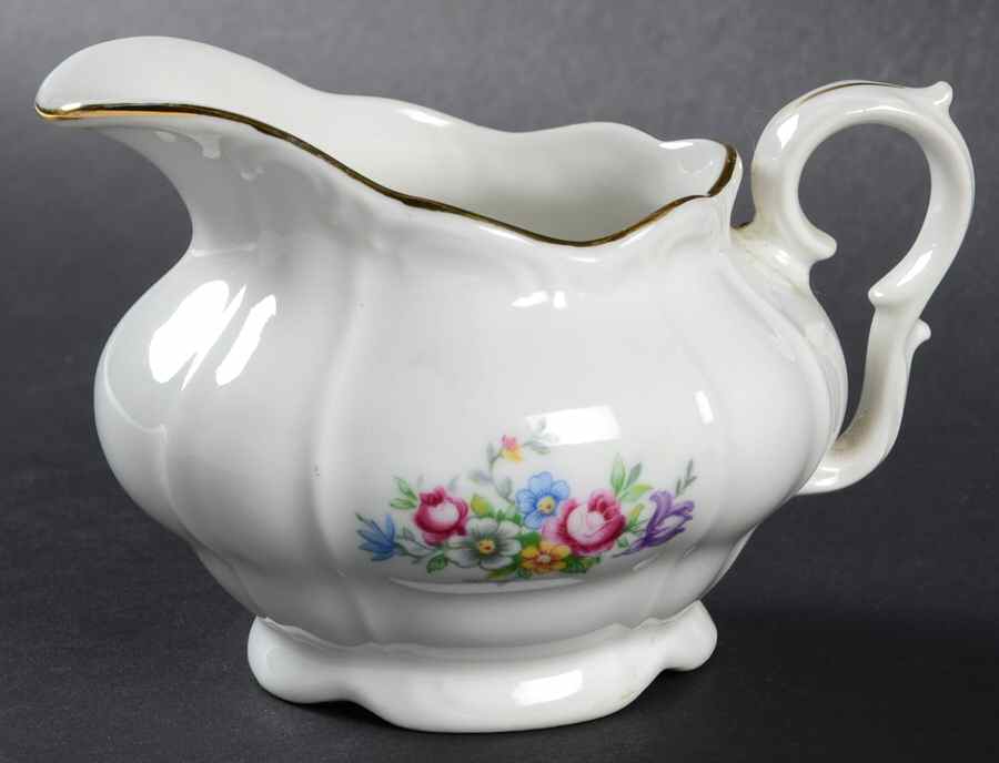 Bouquet (Small Floral, Scroll Edge) Creamer by Bohemia Ceramic Works-1