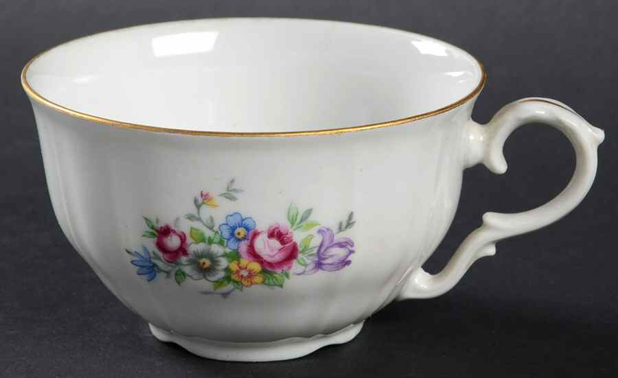 Bouquet (Small Floral, Scroll Edge) Flat Cup by Bohemia Ceramic Works-1