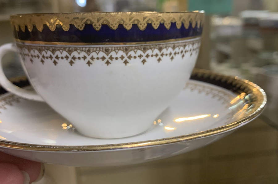 Or Repousse Flat Cup & Saucer Set by Booths-1
