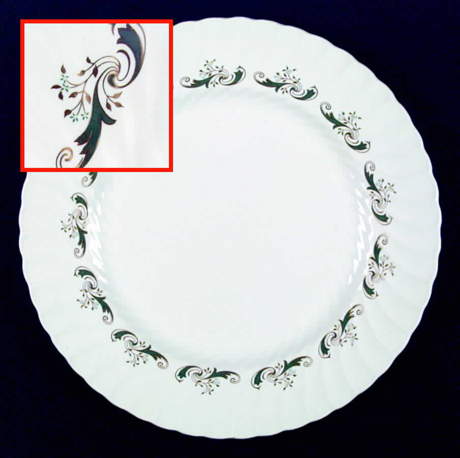 Devon (Green and Gold Scrolls) Dinner Plate by Burgess & Leigh-1