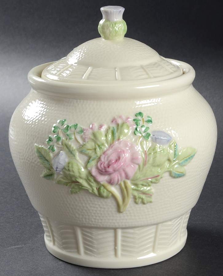 Killarney Collection Biscuit Barrel & Lid by Belleek Pottery (Ireland)-1