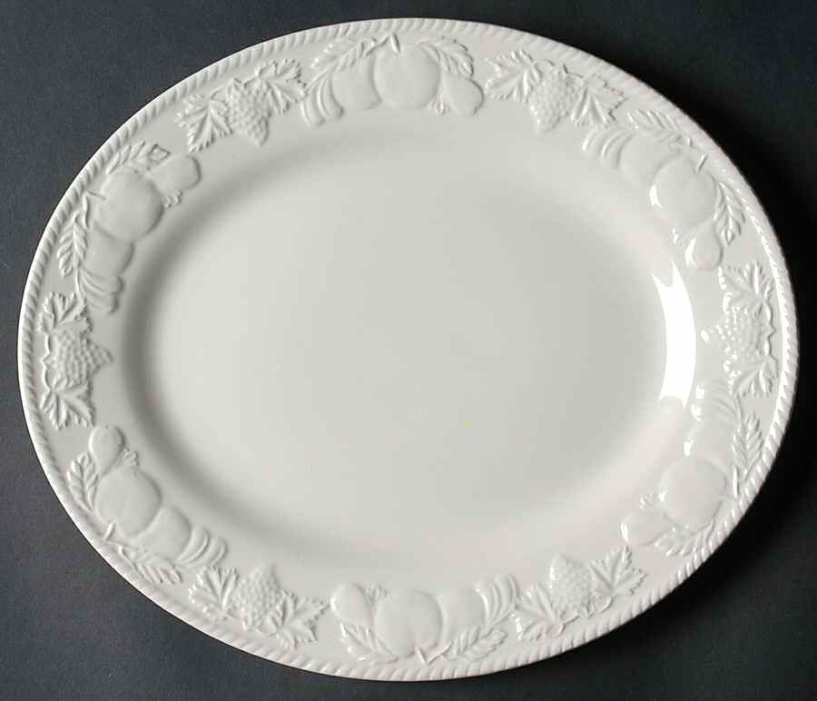 Lincoln White 12" Oval Serving Platter by Barratts-1