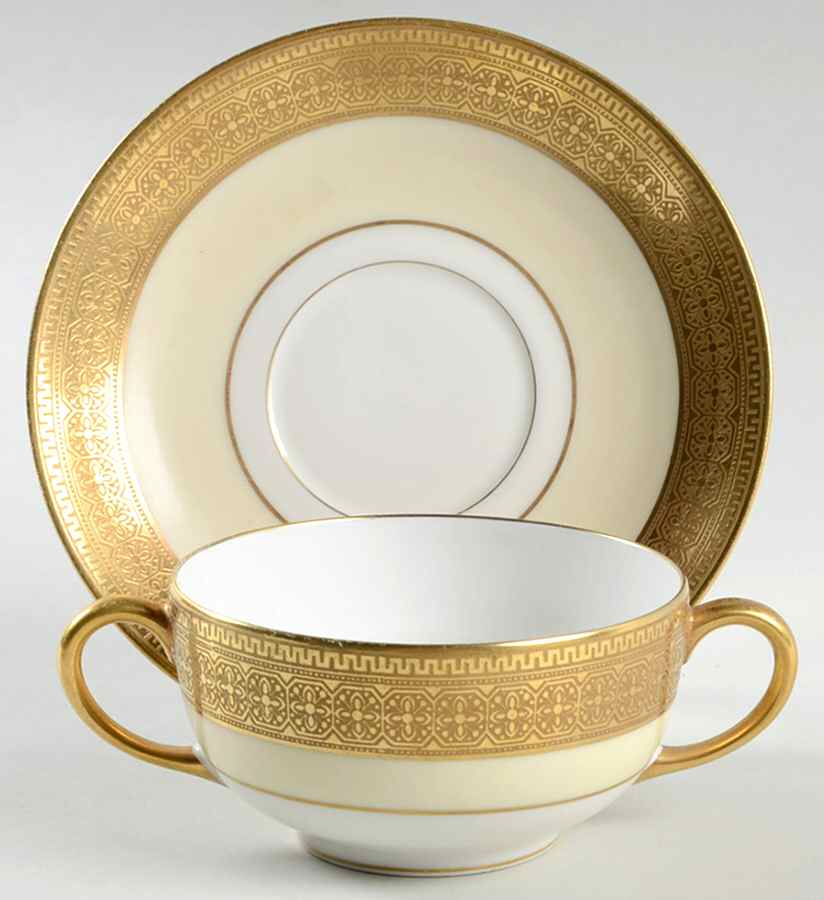 BOJ30 Footed Bouillon Cup & Saucer by Jean Boyer (Limoges)-1