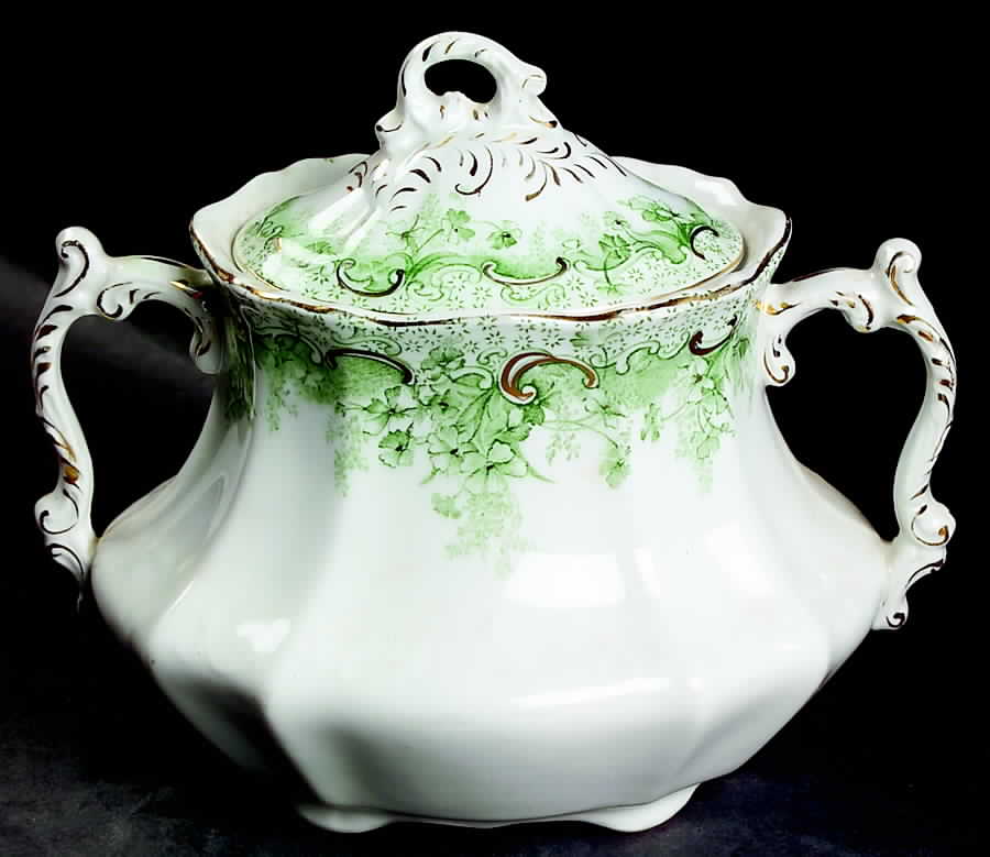 Cromer Green (Gold Accents) Sugar Bowl & Lid by T & R Boote-1