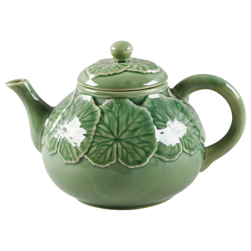 Geranium Green Teapot & Lid by Bordallo Pinheiro-1