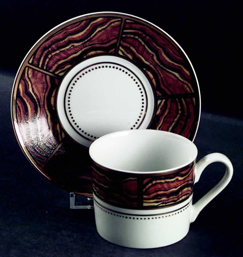 Tiger's Eye Flat Cup & Saucer Set by Georges Briard-1