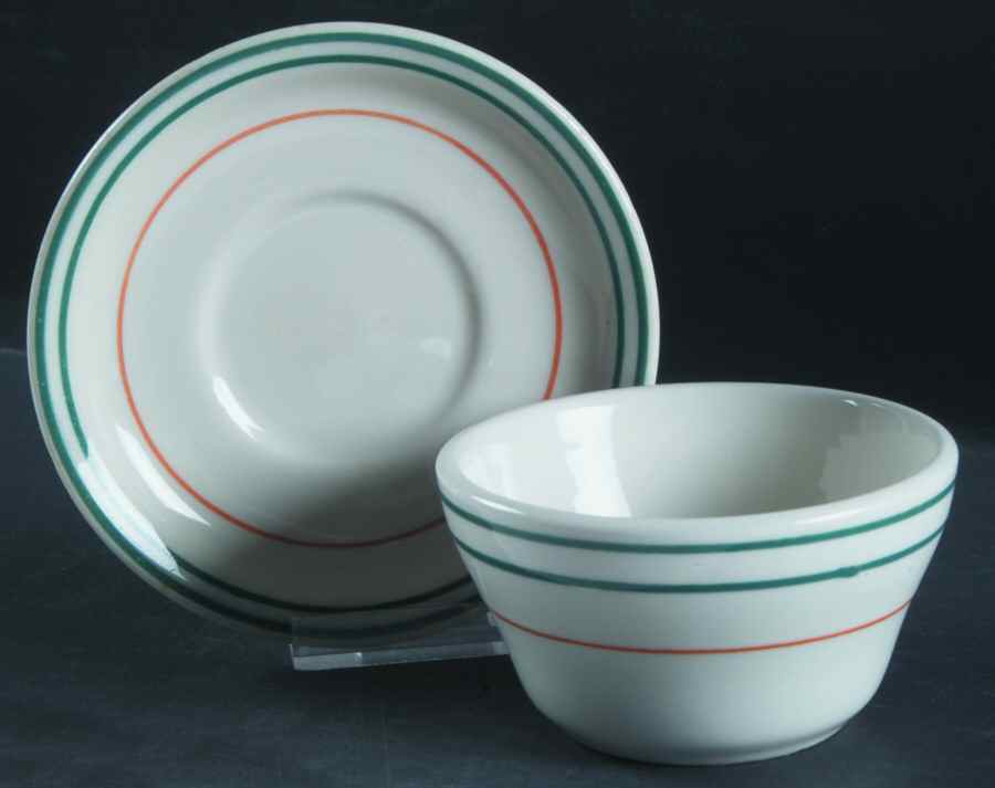 BUF54 Flat Bouillon Cup & Saucer by Buffalo Pottery-1