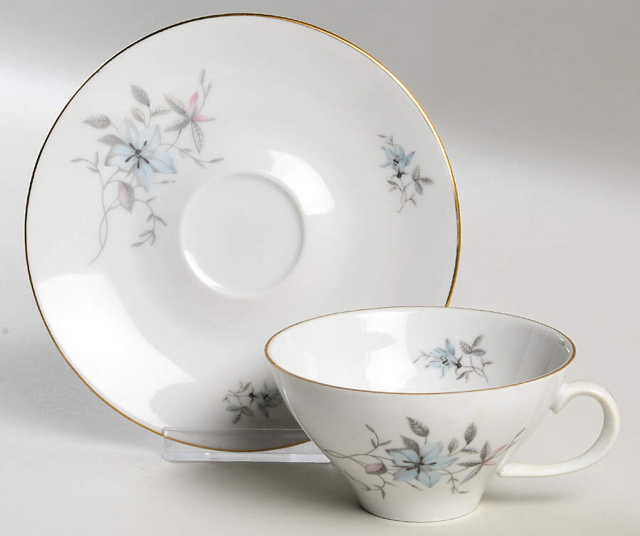 Blue Fantasy (Gold Trim) Flat Cup & Saucer Set by Bohemia Ceramic Works-1