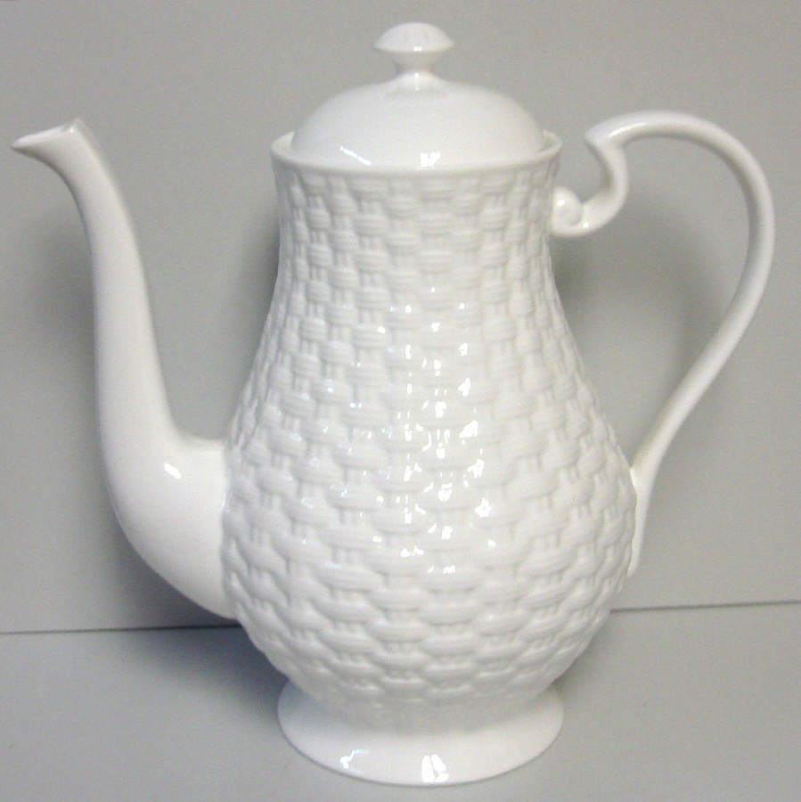 Basketweave Coffee Pot & Lid by Belleek Pottery (Ireland)-1