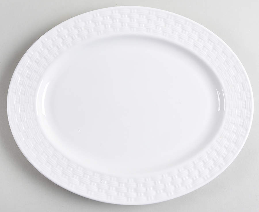 Basketweave 14" Oval Serving Platter by Belleek Pottery (Ireland)-1