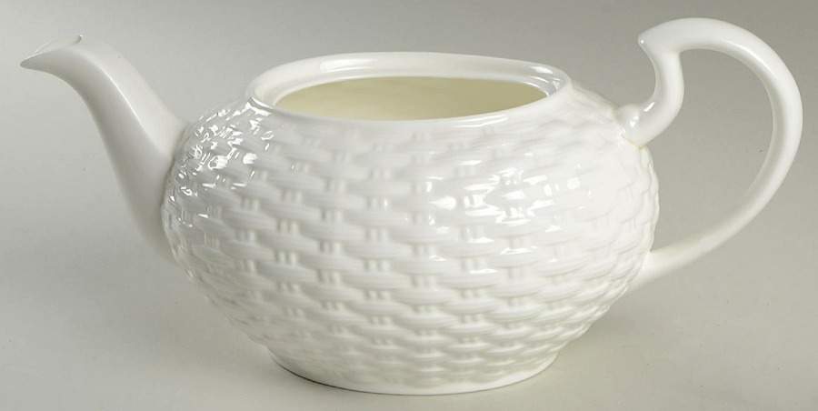 Basketweave Teapot No Lid by Belleek Pottery (Ireland)-1