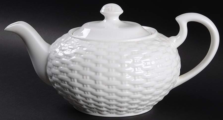 Basketweave Teapot & Lid by Belleek Pottery (Ireland)-1