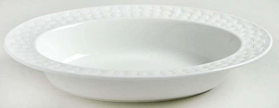 Basketweave 11" Oval Vegetable Bowl by Belleek Pottery (Ireland)-1