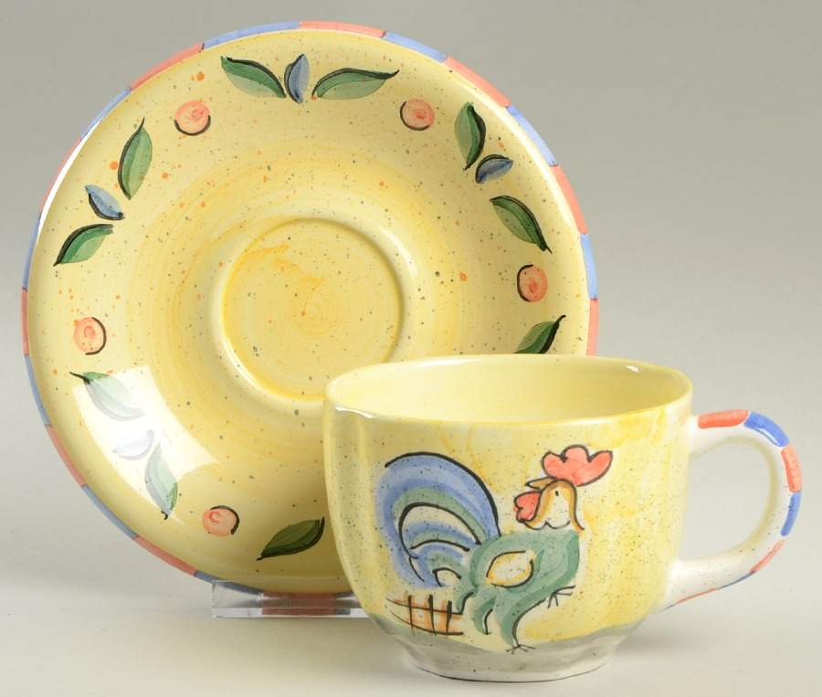 Rooster Flat Cup & Saucer Set by Bella-1