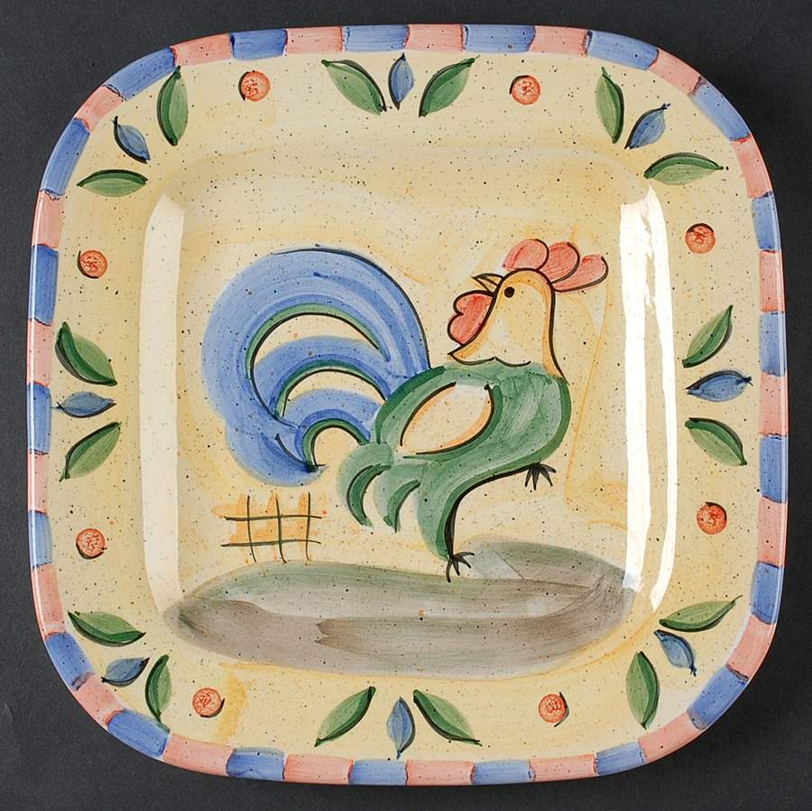Rooster Square Dinner Plate by Bella-1