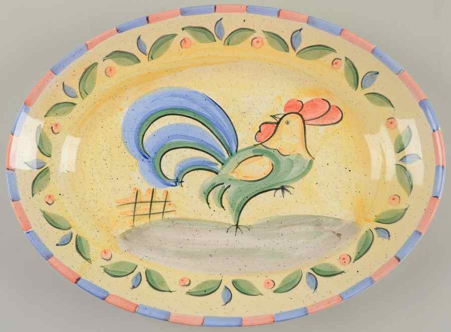 Rooster 14" Oval Serving Platter by Bella-1