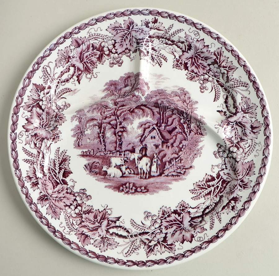 British Scenery Purple (No Embossed Edge) Grill Plate by Booths-1