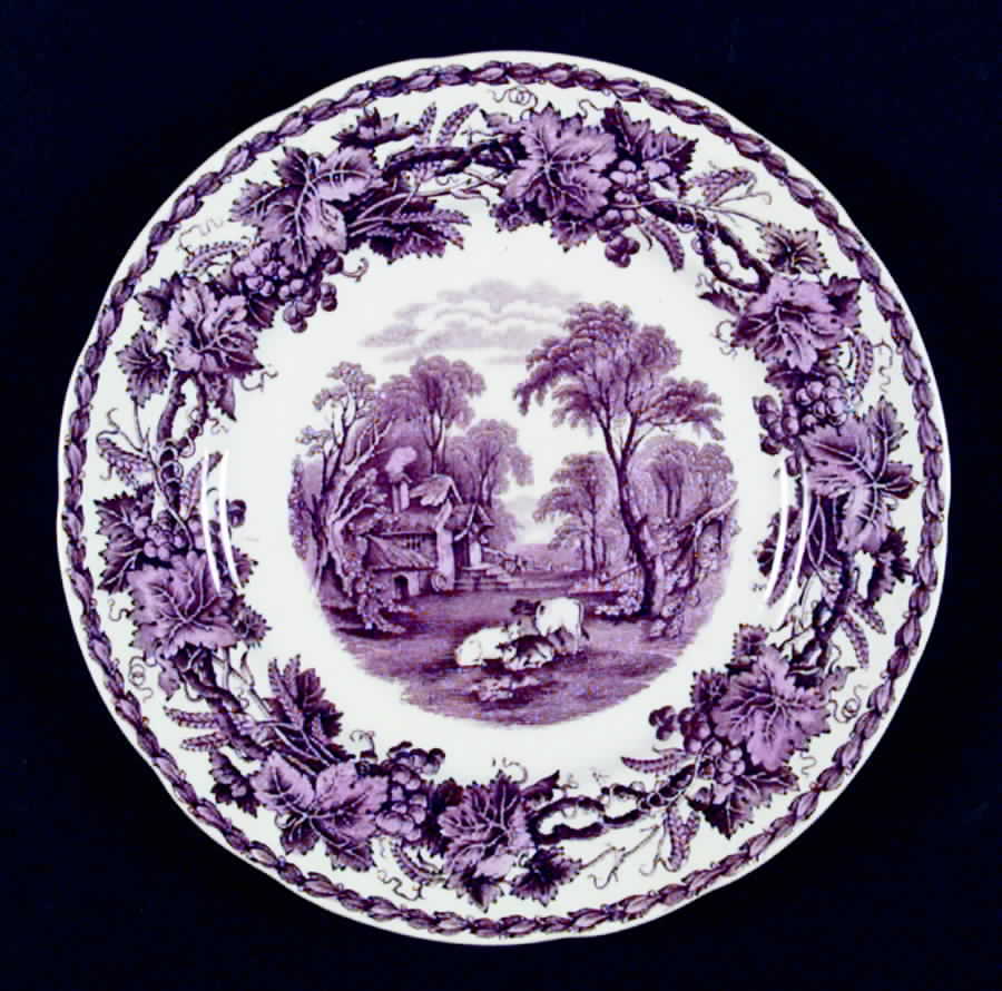 British Scenery Purple (No Embossed Edge) Salad Plate by Booths-1