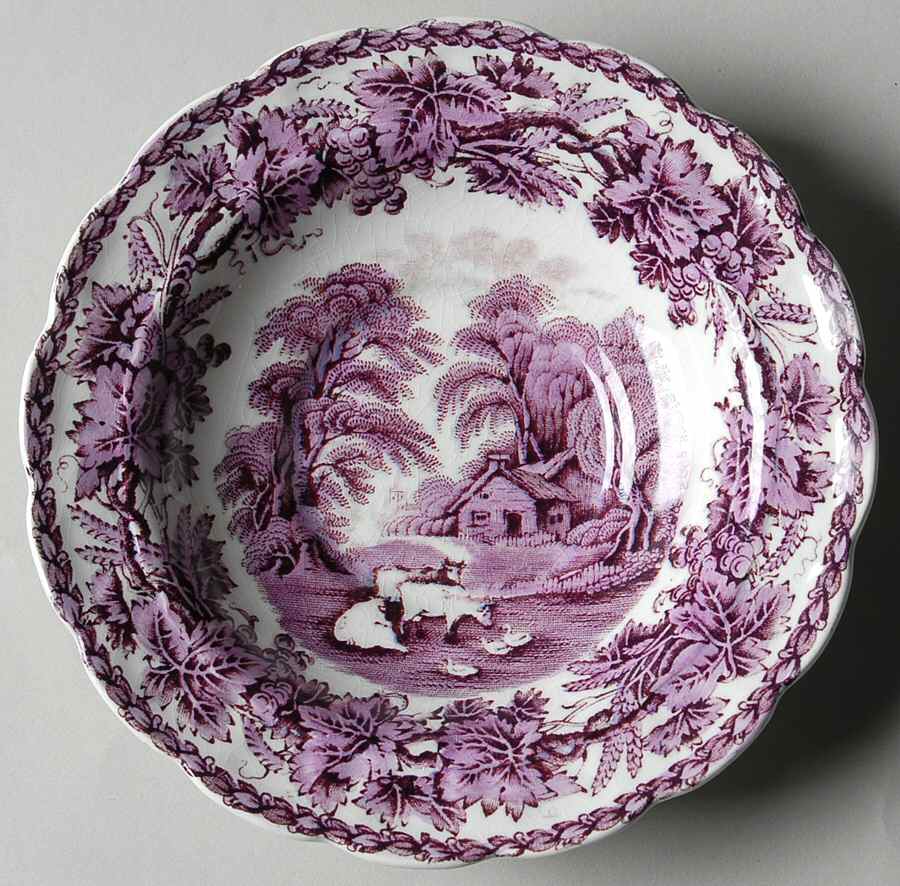 British Scenery Purple (No Embossed Edge) Saucer by Booths-1