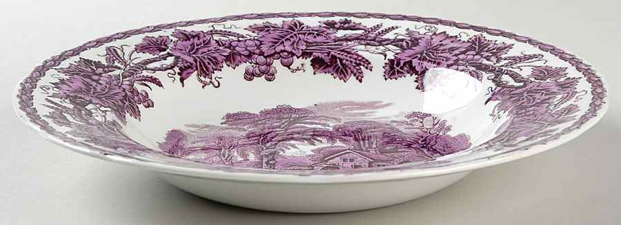 British Scenery Purple (No Embossed Edge) Large Rim Soup Bowl by Booths-1