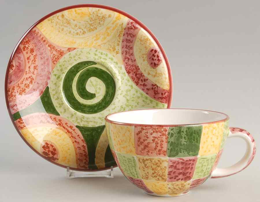 Swirl Spice Flat Cup & Saucer Set by Bella-1