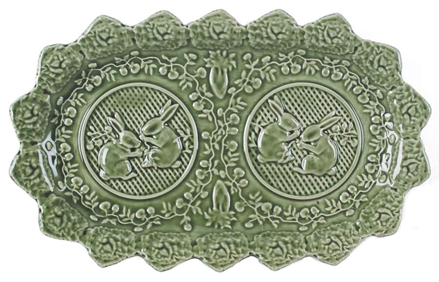 Rabbit Green Large Sandwich Tray by Bordallo Pinheiro-1