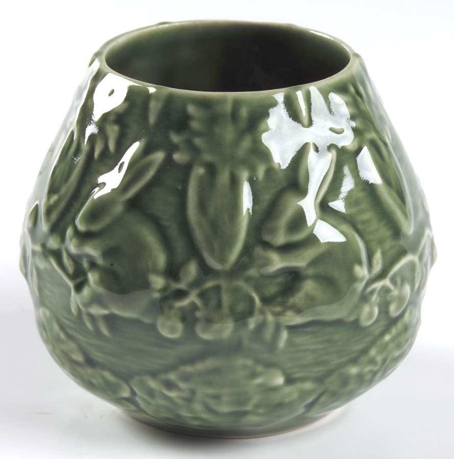 Rabbit Green Sugar Bowl No Lid by Bordallo Pinheiro-1