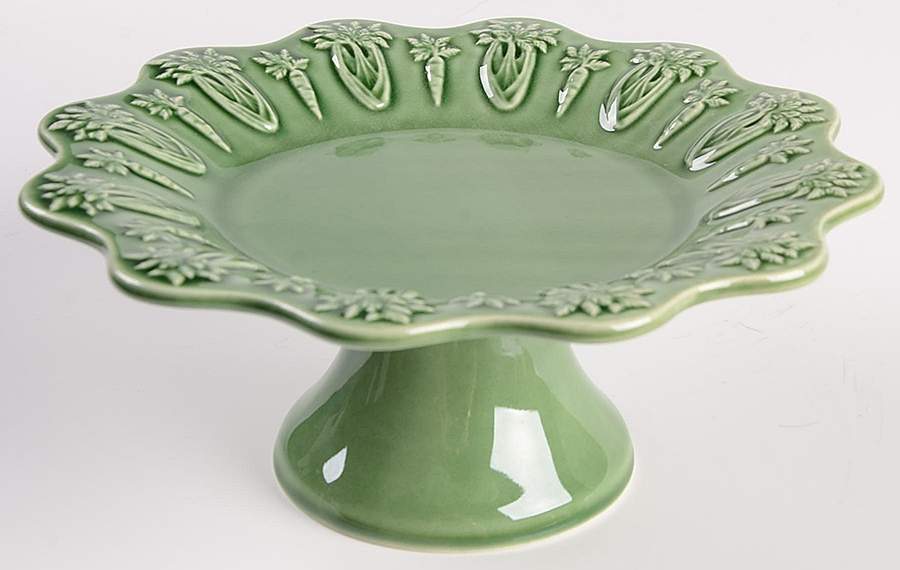 Rabbit Green 8" Diamenter Pedestal Cake Stand by Bordallo Pinheiro-1