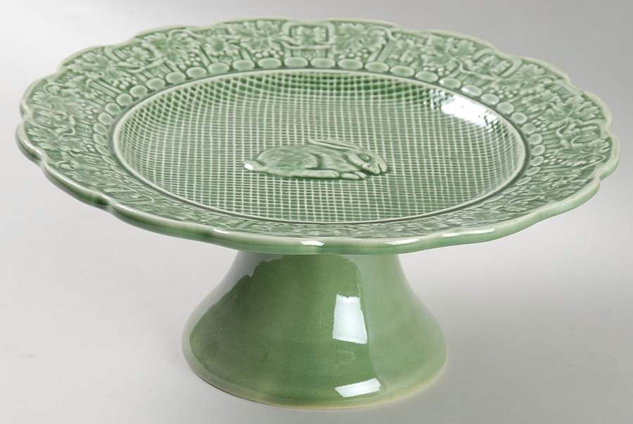 Rabbit Green 8" Diameter Pedestal Cake Stand by Bordallo Pinheiro-1