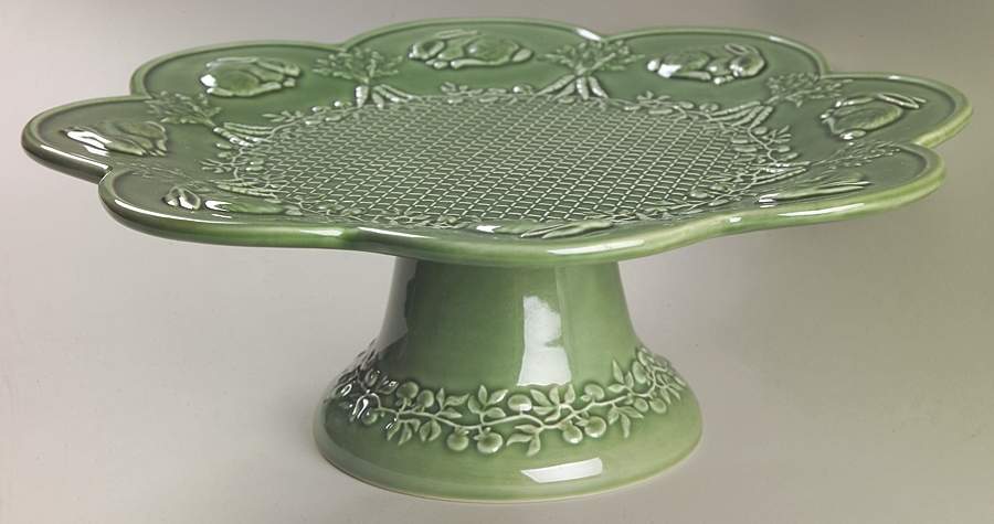 Rabbit Green 13" Diameter Pedestal Cake Stand by Bordallo Pinheiro-1