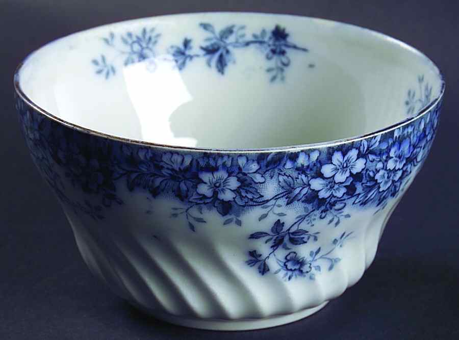 Canterbury Blue (Floral Rim) Bowl Waste by Booths-1
