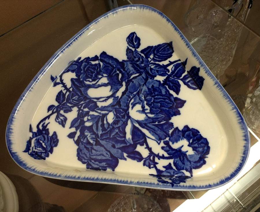 Flow Blue Cheese Dish with Lid, Base Only (Wedge) by Blakeney-1
