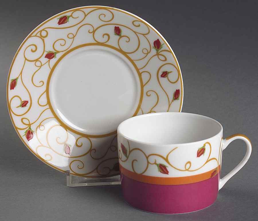 Bois De Rose Flat Cup & Saucer Set by Bernardaud-1