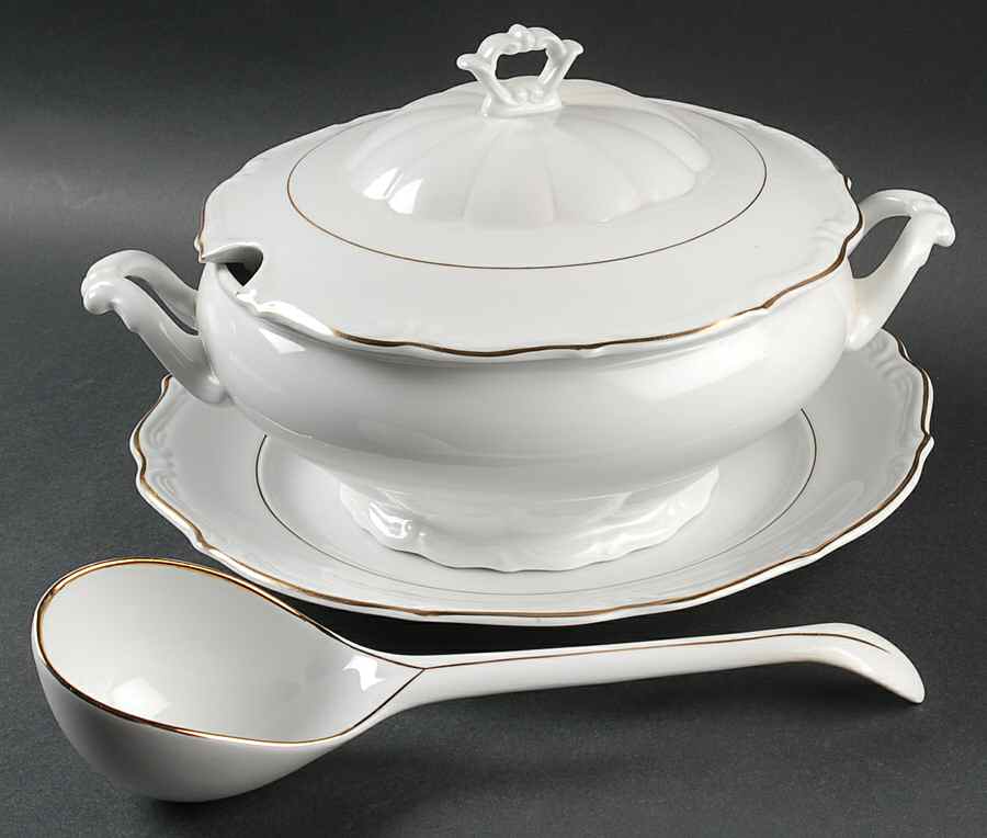 Empire (Embossed Scrolls) Tureen & Lid w/Ladle & Underplate by Baum Brothers-1
