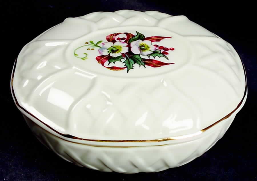 Winter Rose Oval Box & Lid by Belleek Pottery (Ireland)-1