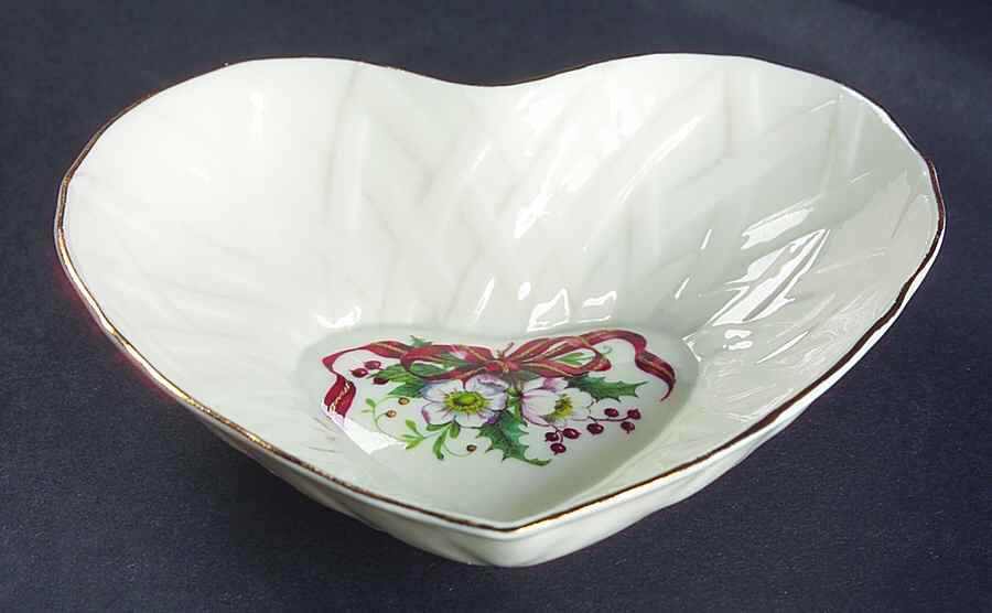 Winter Rose Heart Shaped Dish by Belleek Pottery (Ireland)-1