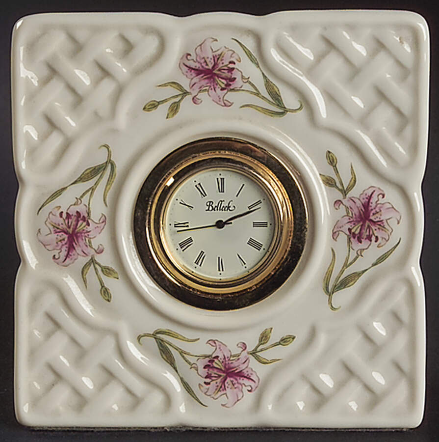 Country Trellis Large Desk Clock by Belleek Pottery (Ireland)-1