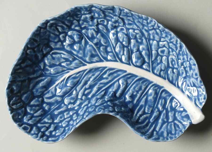 Cabbage Blue Crescent Salad Plate by Bordallo Pinheiro-1