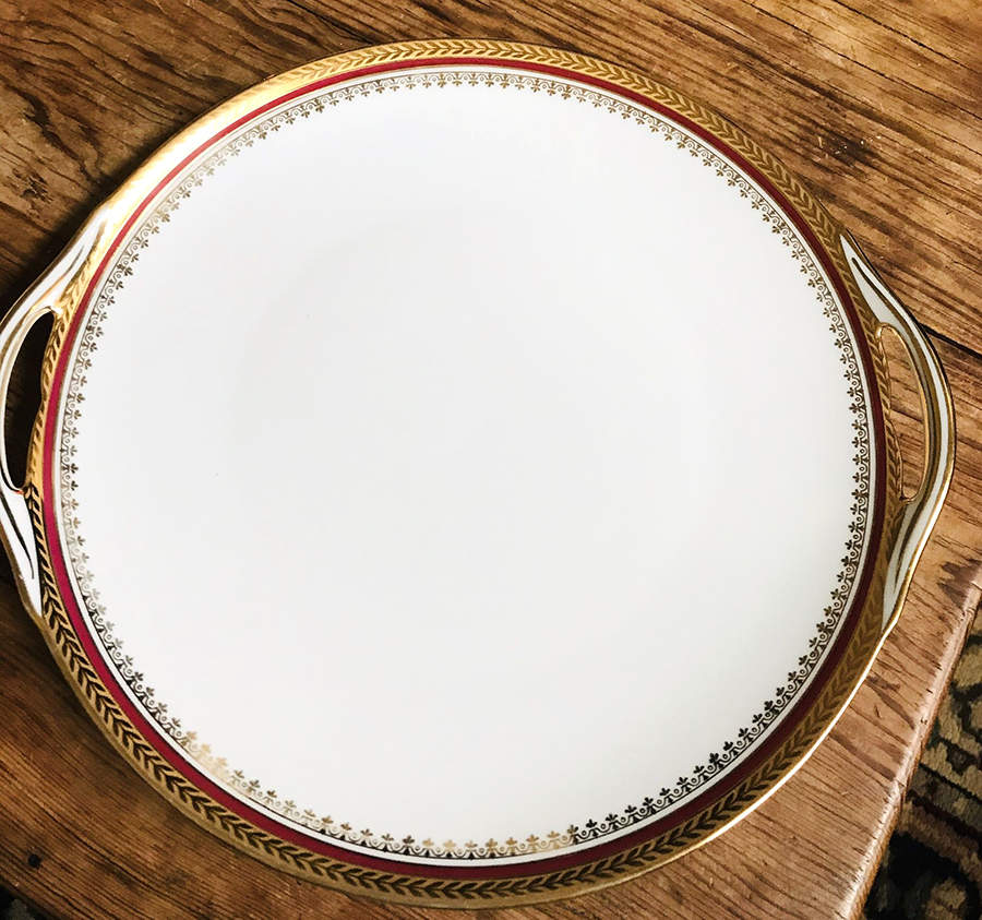 Florizel Red Handled Cake Plate by Bernardaud-1