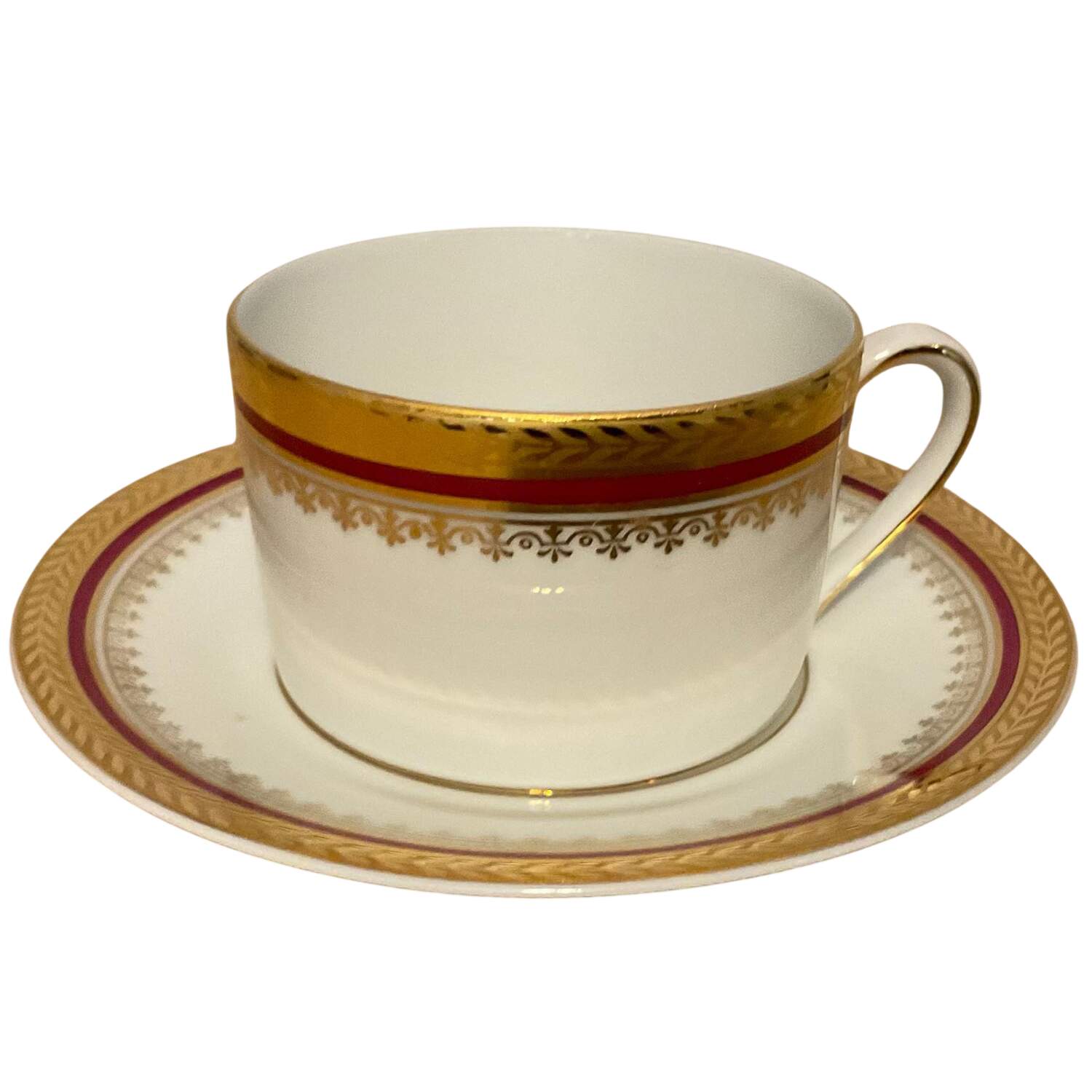 Florizel Red Flat Cup & Saucer Set by Bernardaud-1