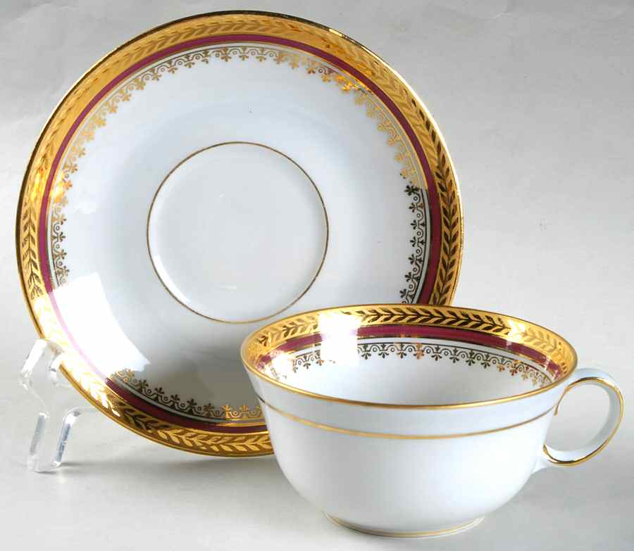 Florizel Red Flat Cup & Saucer Set by Bernardaud-1
