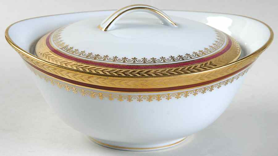 Florizel Red Sugar Bowl & Lid by Bernardaud-1