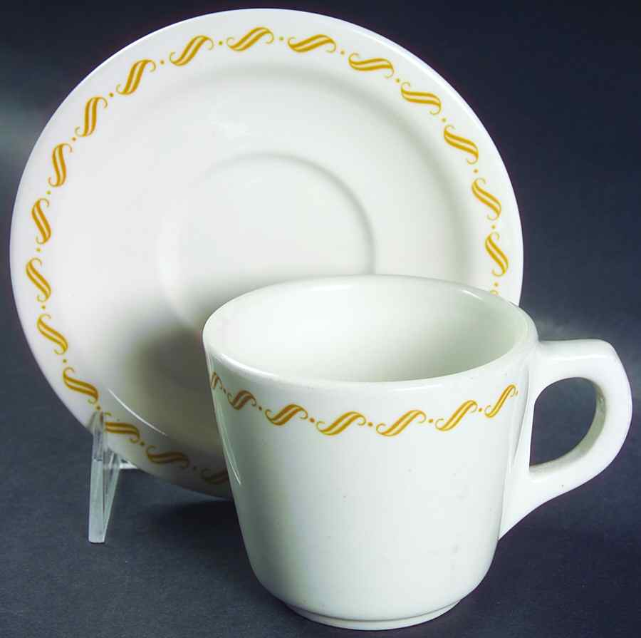 BUF64 Flat Cup & Saucer Set by Buffalo Pottery-1