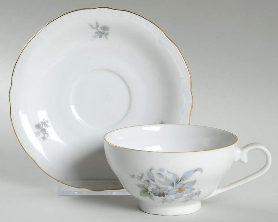 Wild Flower (Ribbed Edge) Footed Cup & Saucer Set by Bohemia Ceramic Works-1