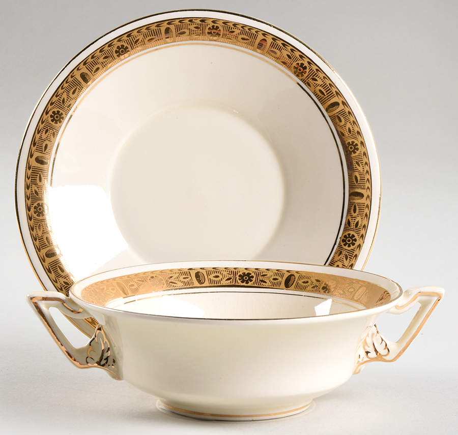 4696 Footed Cream Soup Bowl & Saucer Set by Burgess & Leigh-1
