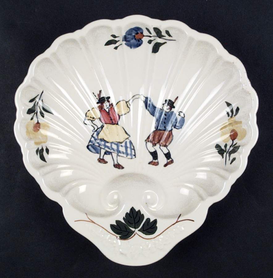 Swiss Dancers 9" Shell Shaped Bowl by Blue Ridge Southern Pottery-1